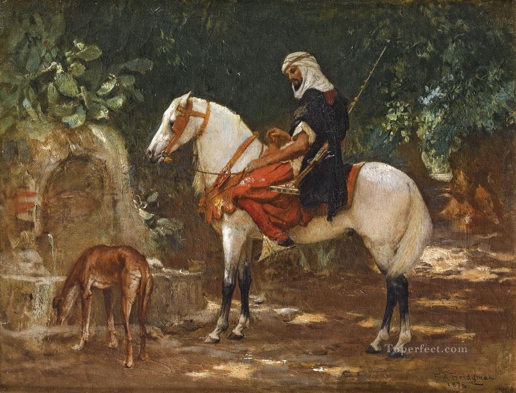 Ein bereitgestelltes Kavallerist Frederick Arthur Bridgman Ölgemälde
